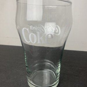 VTG 1970s White Logo Enjoy Coca-Cola Coke Clear Drinking Glass Large 7" Tall *